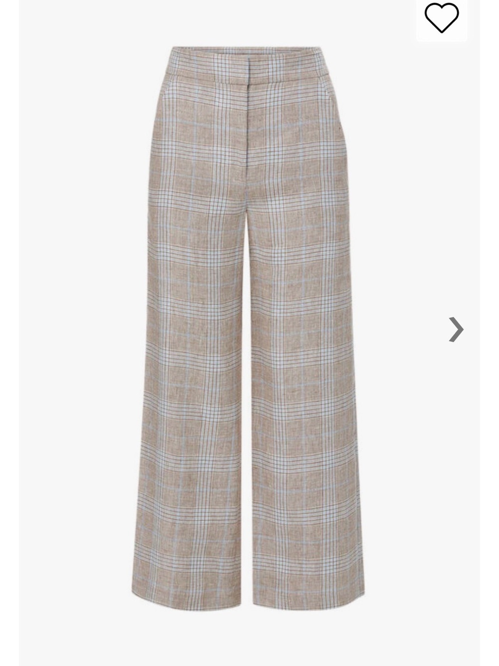 (NWOT) Veronica Beard Khaki Check Linen Brixton Pant - Size 10